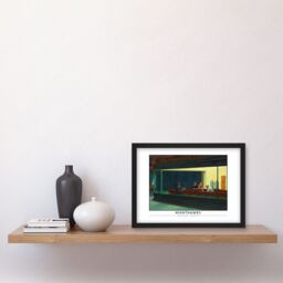 Artery8 Edward Hopper Nighthawks Iconic Realist Painting Artwork Framed Wall Art Print A4 in Black - thumbnail 2