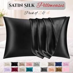 Grace Super Soft Pillow Cases 2 Pack Satin Silk Envelope Closure in Midnight - Size: Standard Pillow Case - thumbnail 1