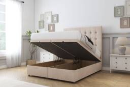 "Sloomy Alabama Naples Ottoman Bed Set With 26"" Strutted Headboard in Light Sand - Size: Super King" - thumbnail 2