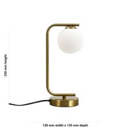 First Choice Lighting Grosvenor - Satin Brass Table Light with Glass Globe in Gold - thumbnail 7