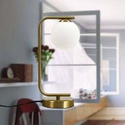 First Choice Lighting Grosvenor - Satin Brass Table Light with Glass Globe in Gold - thumbnail 5