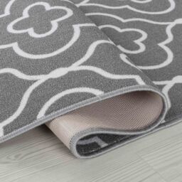 Desire Rugs Anti-Slip Quatrefoil Design Doormat - Machine Washable for Easy Care in Grey - Size: 67 cm x 220 cm - thumbnail 3