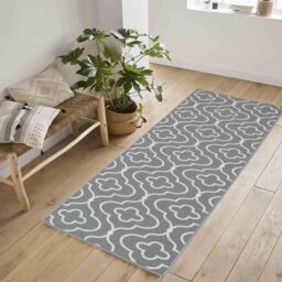 Desire Rugs Anti-Slip Quatrefoil Design Doormat - Machine Washable for Easy Care in Grey - Size: 67 cm x 220 cm - thumbnail 4