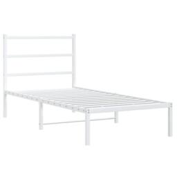Berkfield Home Metal Bed Frame without Mattress with Headboard White 90x190cm - Size: 90x190 cm - thumbnail 2