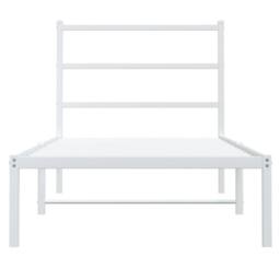 Berkfield Home Metal Bed Frame without Mattress with Headboard White 90x190cm - Size: 90x190 cm - thumbnail 5