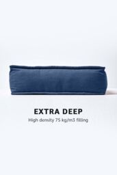Homescapes Cotton Dining Chair Booster Cushion in Navy - Size: 40 cm x 40 cm - thumbnail 3