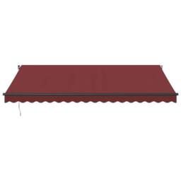 Berkfield Home Manual Retractable Awning with LEDs Burgundy 450x350 cm in Black - thumbnail 4