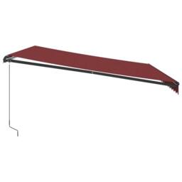 Berkfield Home Manual Retractable Awning with LEDs Burgundy 450x350 cm in Black - thumbnail 5