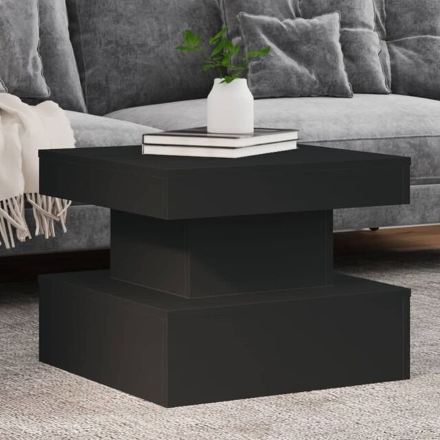 Berkfield Home Coffee Table with LED Lights Black 50x50x40 cm - Size: 50 x 50 x 40 cm - image 1