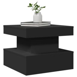 Berkfield Home Coffee Table with LED Lights Black 50x50x40 cm - Size: 50 x 50 x 40 cm - thumbnail 6