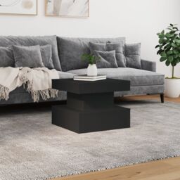 Berkfield Home Coffee Table with LED Lights Black 50x50x40 cm - Size: 50 x 50 x 40 cm - thumbnail 4