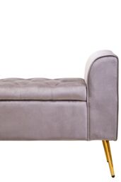 Orsina Velvet Bench with Gold Finish legs, Comfy Padded Seat Velvet Seat, Built to Last Bedroom Bench in Brown - thumbnail 4