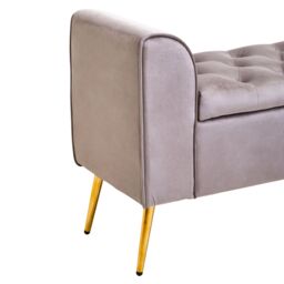 Orsina Velvet Bench with Gold Finish legs, Comfy Padded Seat Velvet Seat, Built to Last Bedroom Bench in Brown - thumbnail 5