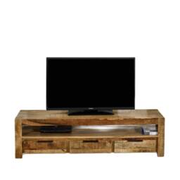 Wyld Haus London Natural Mango Wood Large TV Cabinet 3 Drawers 1 Shelf in Brown - thumbnail 2