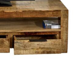 Wyld Haus London Natural Mango Wood Large TV Cabinet 3 Drawers 1 Shelf in Brown - thumbnail 5