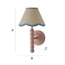 ValueLights Bobbins Rose Pink Bobble Wall Light & Linen Pastel Trim Lamp Shade in Pale Blue - thumbnail 7