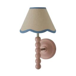 ValueLights Bobbins Rose Pink Bobble Wall Light & Linen Pastel Trim Lamp Shade in Pale Blue - thumbnail 6