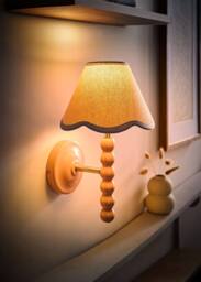 ValueLights Bobbins Rose Pink Bobble Wall Light & Linen Pastel Trim Lamp Shade in Pale Blue - thumbnail 2