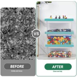 Greentainer Stackable Plastic Storage Bins With Lids & Removable Tray in Green - thumbnail 5