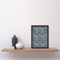 Artery8 William Morris Framed Wall Art Print Snakeshead Flower Pattern in Blue - Size: A4 - thumbnail 2