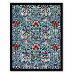 Artery8 William Morris Framed Wall Art Print Snakeshead Flower Pattern in Blue - Size: A4 - thumbnail 1