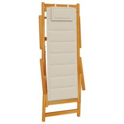 Berkfield Home Folding Beach Chair with Armrests Taupe Acacia Wood & Textilene - thumbnail 4