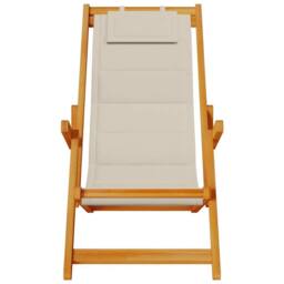 Berkfield Home Folding Beach Chair with Armrests Taupe Acacia Wood & Textilene - thumbnail 5
