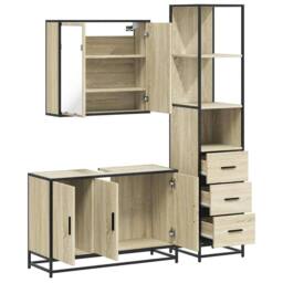 Berkfield Home 3 Piece Bathroom Furniture Set Sonoma Oak Engineered Wood in Light Brown - thumbnail 8