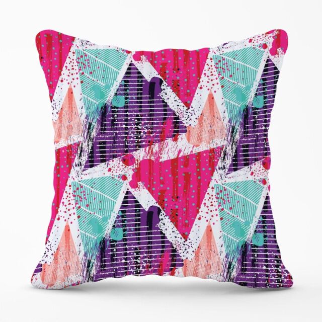 Warren Reed - Designer Shabby Geometric Pattern Outdoor Cushion in Pink - Size: 45 cm x 45 cm - image 1