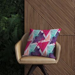 Warren Reed - Designer Shabby Geometric Pattern Outdoor Cushion in Pink - Size: 45 cm x 45 cm - thumbnail 2