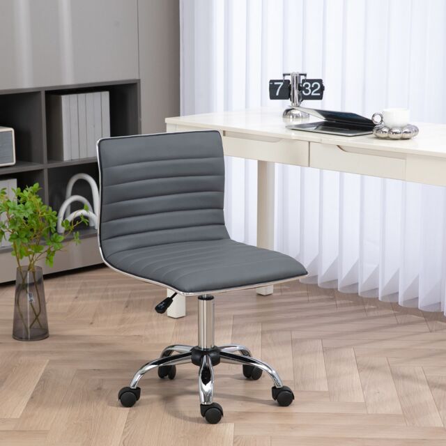 HOMCOM Armless Mid-Back Adjustable Office Chair with 360 Swivel in Dark Grey - image 1