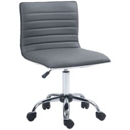HOMCOM Armless Mid-Back Adjustable Office Chair with 360 Swivel in Dark Grey - thumbnail 2
