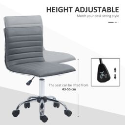 HOMCOM Armless Mid-Back Adjustable Office Chair with 360 Swivel in Dark Grey - thumbnail 4
