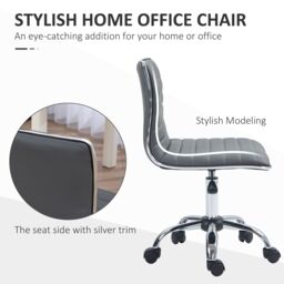 HOMCOM Armless Mid-Back Adjustable Office Chair with 360 Swivel in Dark Grey - thumbnail 5