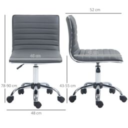 HOMCOM Armless Mid-Back Adjustable Office Chair with 360 Swivel in Dark Grey - thumbnail 3