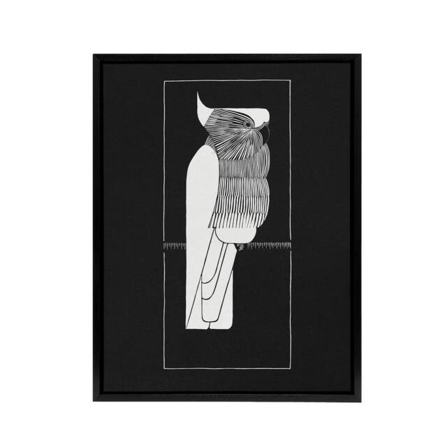 "Artery8 Sulphur Crested Cockatoo Parrot De Mesquita Framed Canvas Wall Art in Black - Size: W12"" x H16""" - image 1