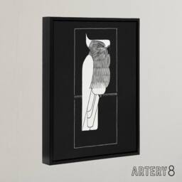 "Artery8 Sulphur Crested Cockatoo Parrot De Mesquita Framed Canvas Wall Art in Black - Size: W12"" x H16""" - thumbnail 2