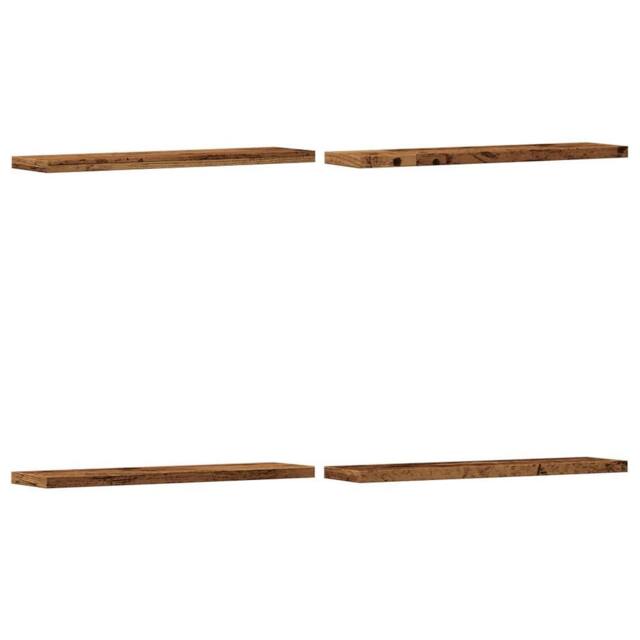 Berkfield Home Wall Shelves 4 pcs Old Wood 40x10x1.5 cm Engineered Wood in Brown - image 1