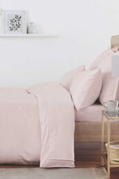 Murmur ' 250TC' Plain Dye Fitted Sheet in Ivory - Size: Double Fitted - thumbnail 2