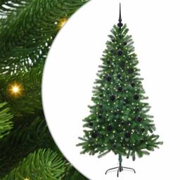 Berkfield Home Realistic Christmas Tree with 150 LEDs with Stand Green 150 cm PE - thumbnail 3