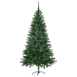 Berkfield Home Realistic Christmas Tree with 150 LEDs with Stand Green 150 cm PE - thumbnail 4