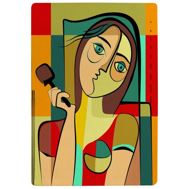 Benjamin Tate Design Woman With Chocolate In Hand Designer Rug in Natural - Size: Large - image 1