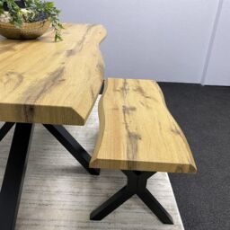 KOSY KOALA Wooden Dining Table with 2 Grey Velvet Chairs & Bench - Dining Kitchen Room Furniture in Brown - thumbnail 9