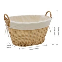 JVL Hand Woven Acacia Oval Laundry Willow Storage Basket with Lining in Gold - Size: Small - thumbnail 6