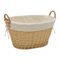 JVL Hand Woven Acacia Oval Laundry Willow Storage Basket with Lining in Gold - Size: Small - thumbnail 2