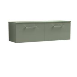 Balterley Level 1200 mm Wall Hung 2 Drawer Vanity Unit & Worktop - Satin Green - thumbnail 1