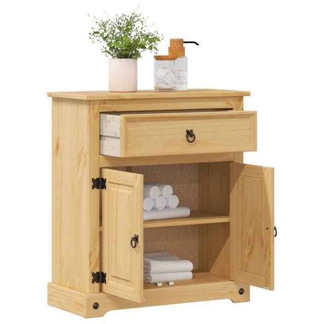 Berkfield Home Beautiful Bathroom Cabinet Corona 70x33x80 cm Solid Wood Pine in Light Tan - Size: 70 x 33 x 80 cm - image 1