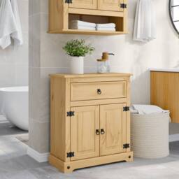 Berkfield Home Beautiful Bathroom Cabinet Corona 70x33x80 cm Solid Wood Pine in Light Tan - Size: 70 x 33 x 80 cm - thumbnail 2