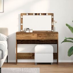 Berkfield Home Dressing Table with LED Old Wood 100x40x120 cm in Brown - Size: 100 x 40 x 120 cm - thumbnail 1