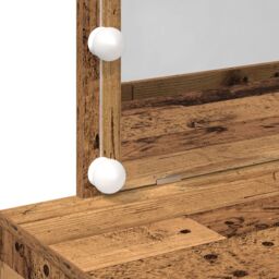 Berkfield Home Dressing Table with LED Old Wood 100x40x120 cm in Brown - Size: 100 x 40 x 120 cm - thumbnail 9